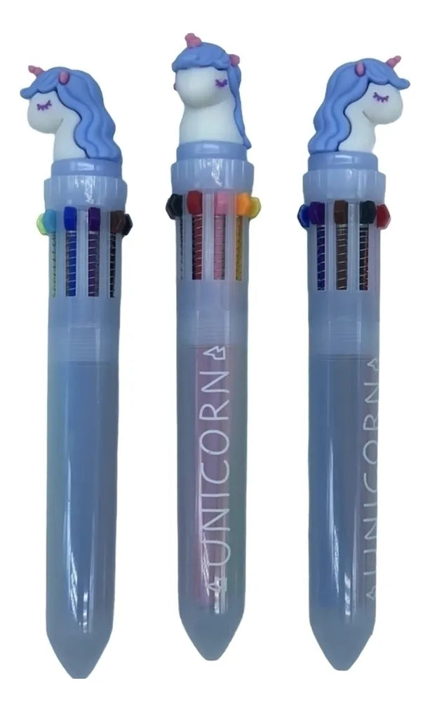 Lapicera Retráctil Unicornio 10 Colores Souvenir