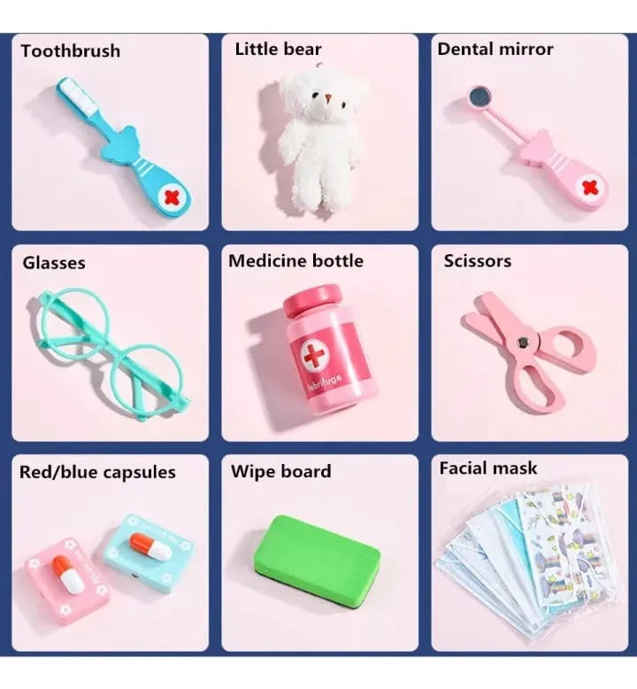 Juego De Dentista en Madera Montessori Imantado 54pcs