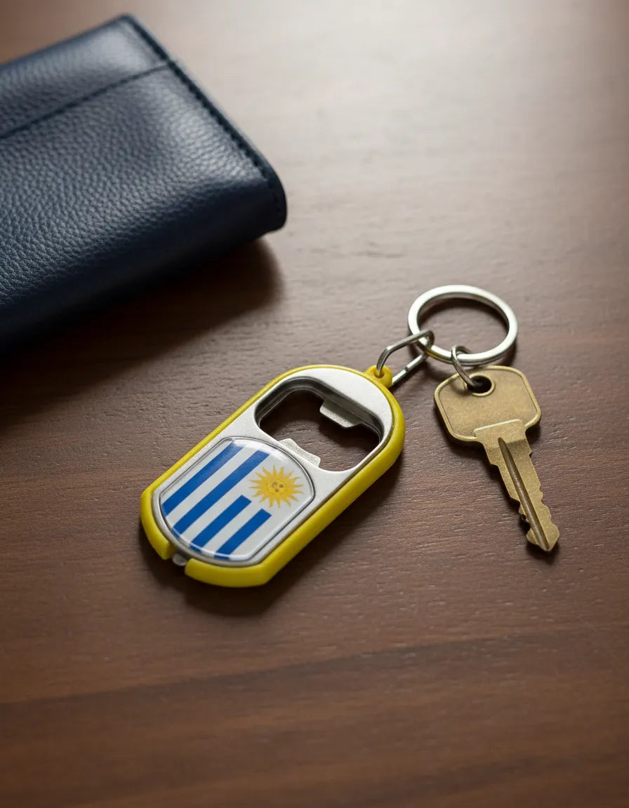 Llavero Destapador Con Luz Metalico De Uruguay Souvenir