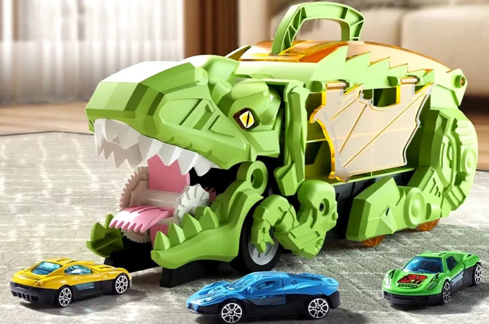 Camion De Dinosaurio Con Porta Autos Y Rampa 33cm