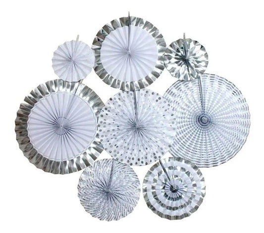 Rosetones Decorativos Pack X8 En Blanco Y Plata