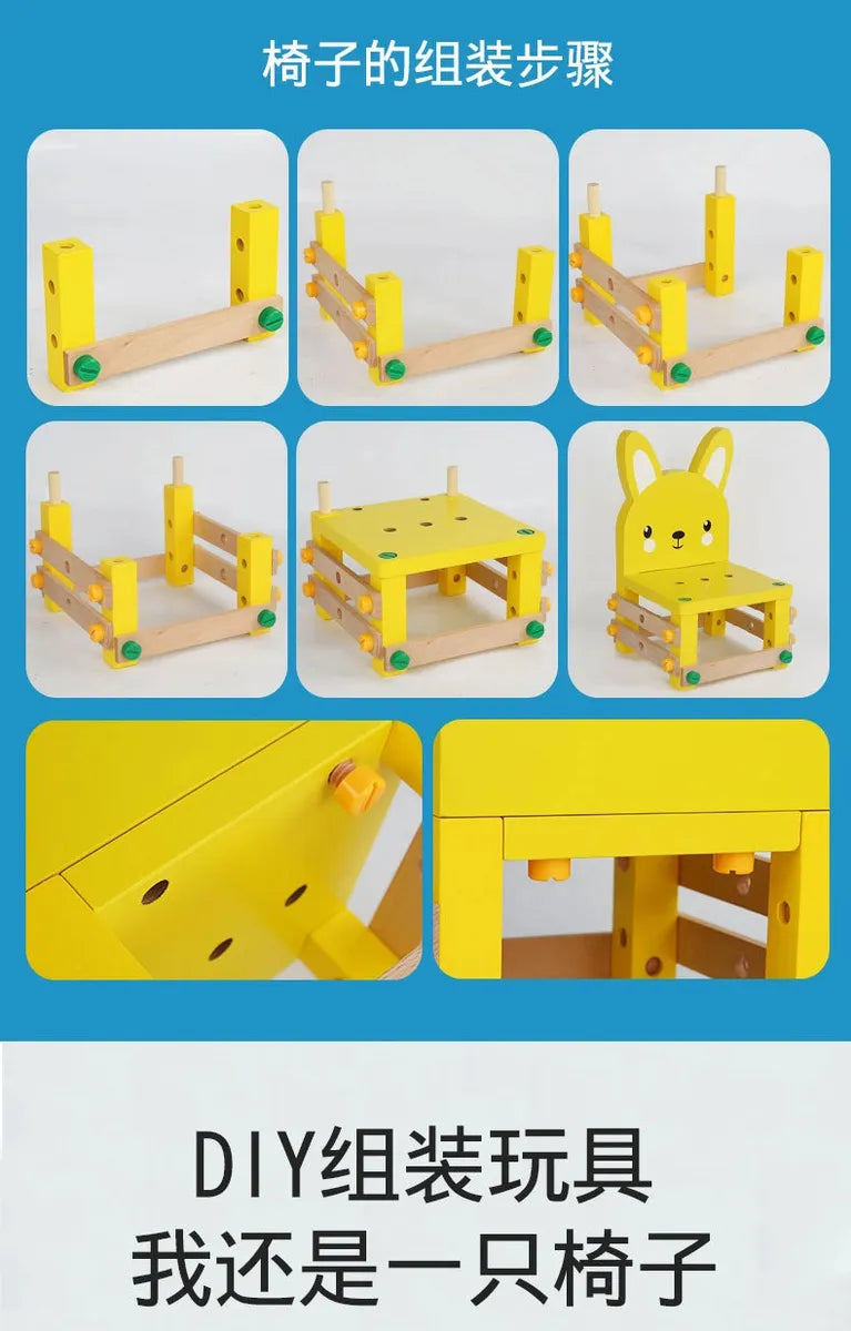 Mesa De Trabajo Carpintero Montessori Silla Conejo