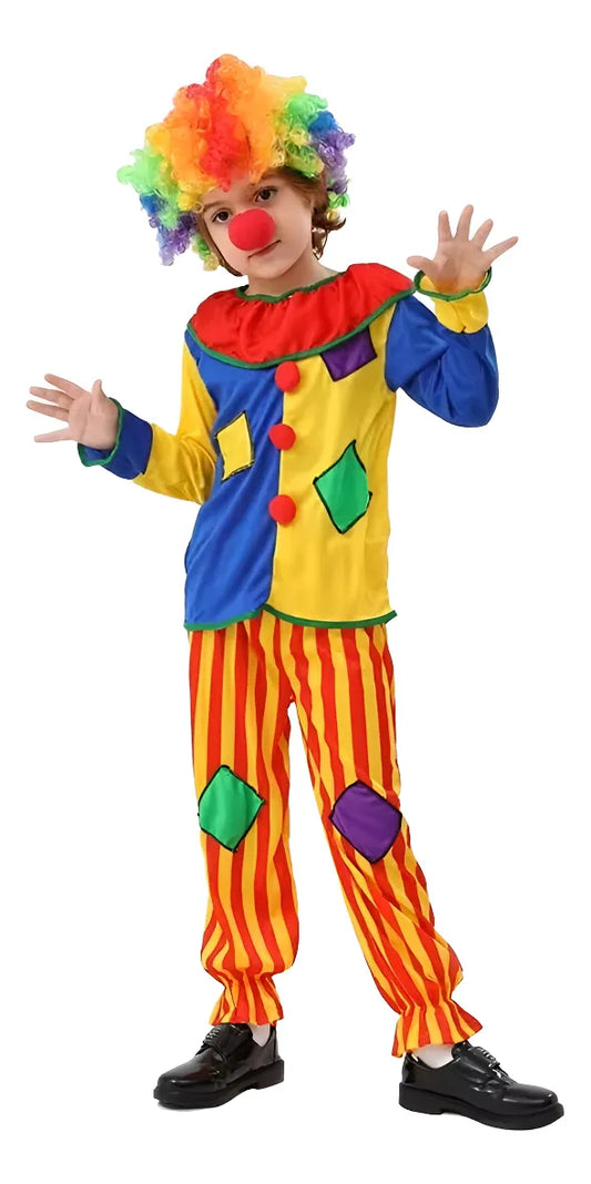Disfraz Payaso Infantil Con Buzo Pantalón Y Nariz