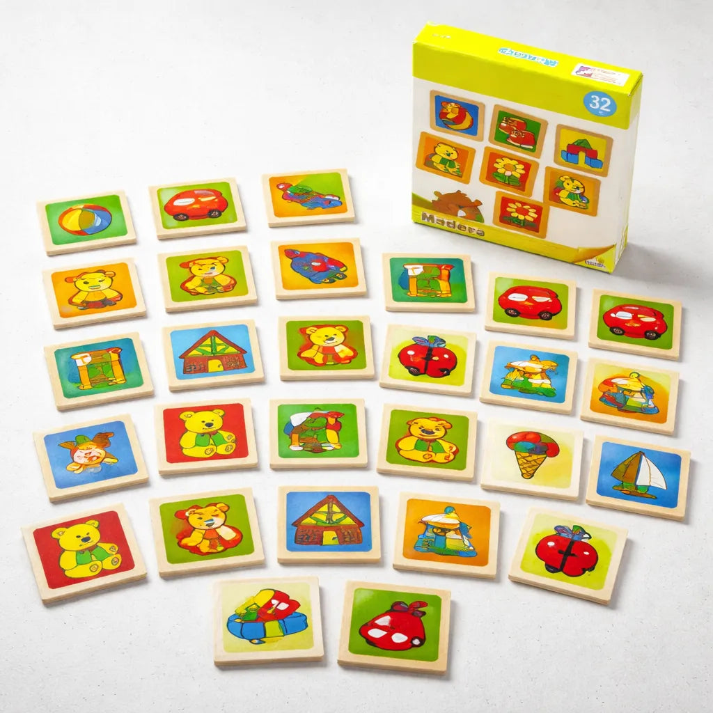 Juego De Memoria De Madera 32 Fichas Didáctico