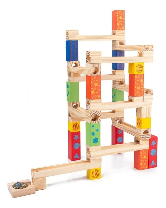 Pista De Bolitas En Madera Montessori 53pcs