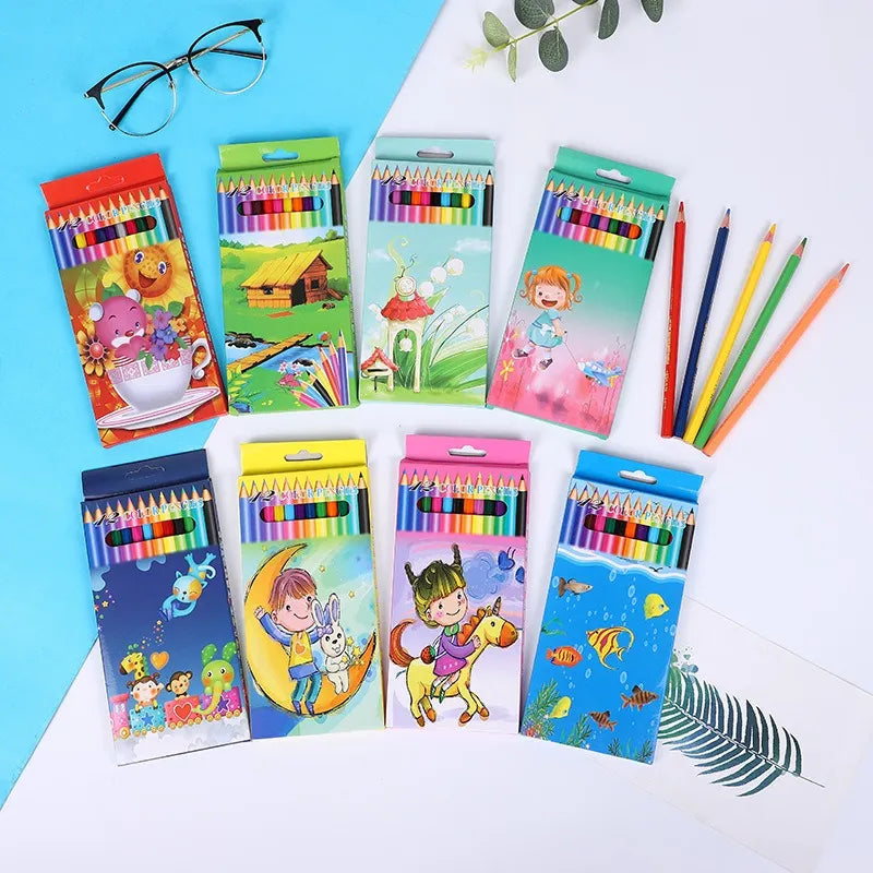 Caja De 12 Lapices De Colores Cortos Calidad Pencil