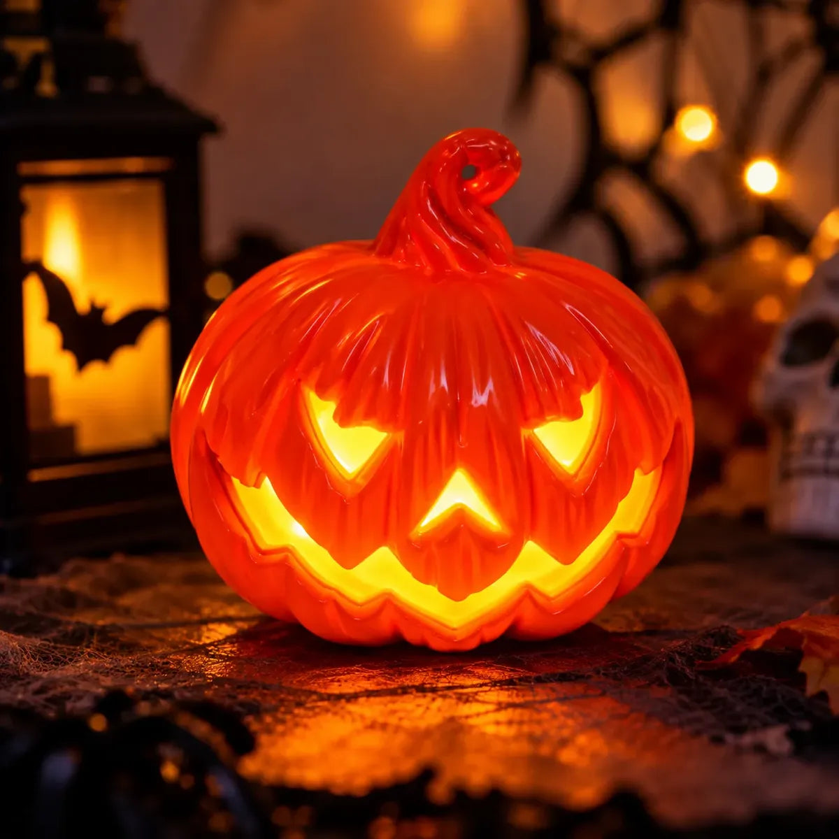 Lámpara Veladora Calabaza Halloween Grande 13cm