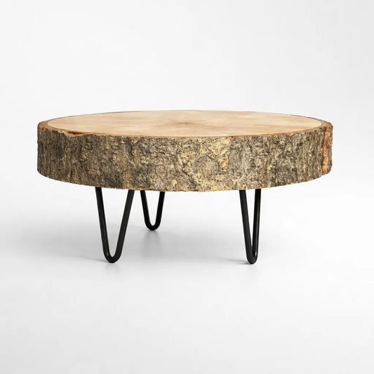 Mesa Ratona De Madera Natural Con Patas De Hierro