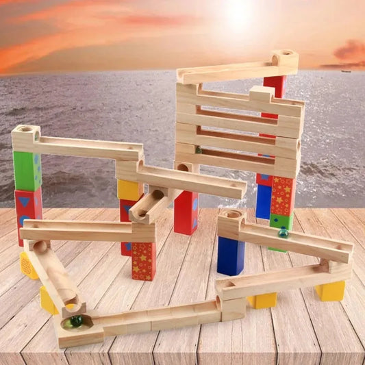 Pista De Bolitas En Madera Montessori 53pcs