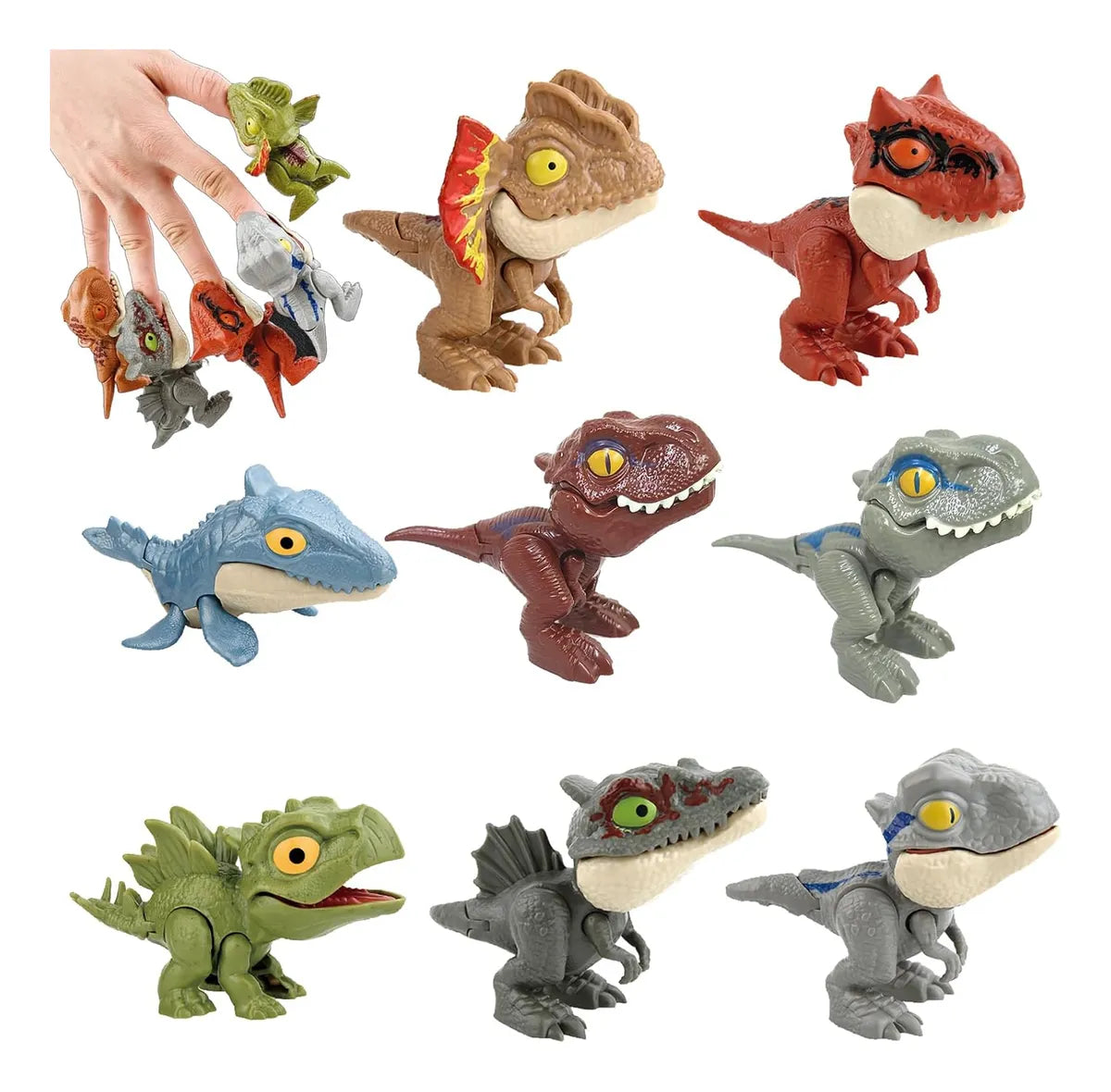 Muñecos Dinosaurios Muerde Dedos Pack X3 Surtidos