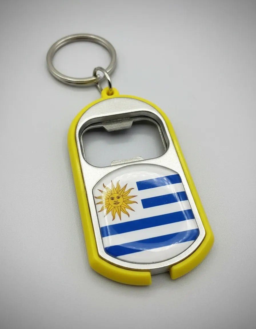 Llavero Destapador Con Luz Metalico De Uruguay Souvenir