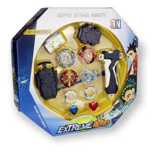Set beyblade 4 trompos con arena Grande
