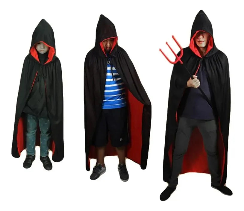 Capa Con Capucha Drácula Demonio 140cm