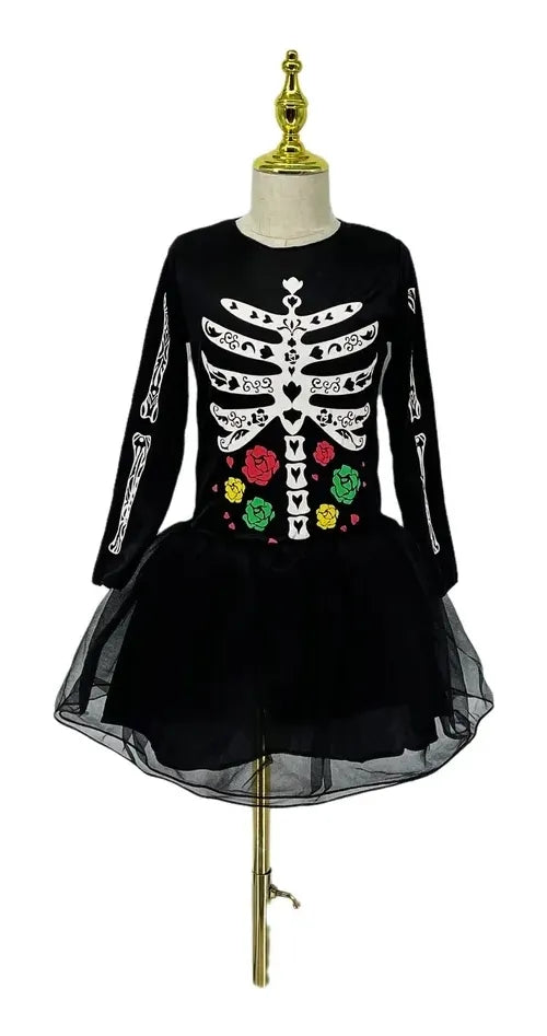 Disfraz Esqueleto Infantil Tutú Antifaz Halloween