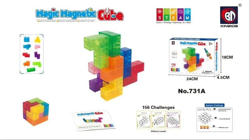 Cubo Puzzle Mágico Magnético 156 Formas Colorido