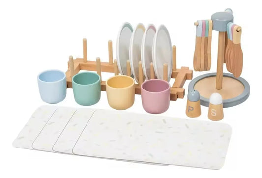 Set De Vajilla En Madera Montessori 27pcs