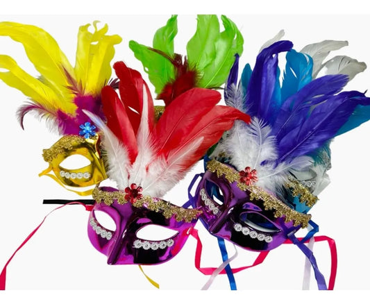 Antifaz Con Plumas Varios Colores