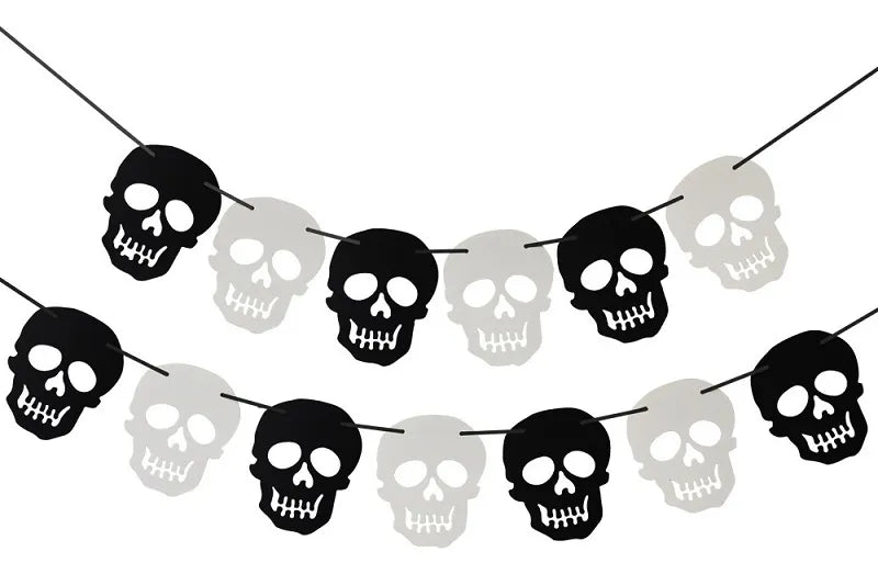 Guirnalda Calavera Blanco Y Negro Decoracion Halloween