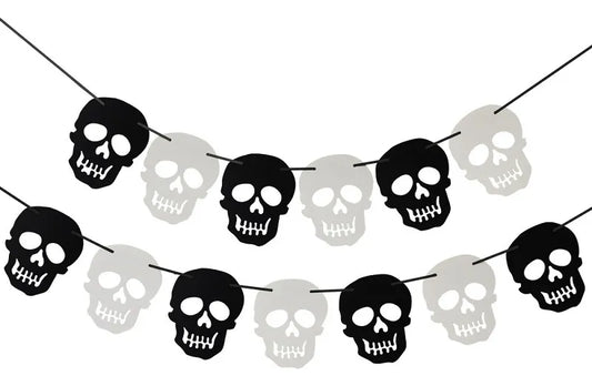 Guirnalda Calavera Blanco Y Negro Decoracion Halloween