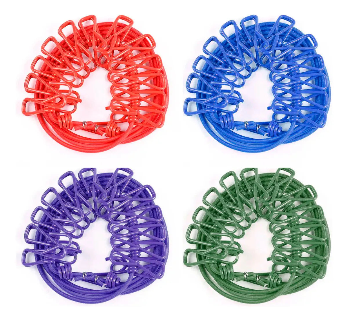 Cuerda Elástica Tendedero 12 Palillos rojo azul o violeta