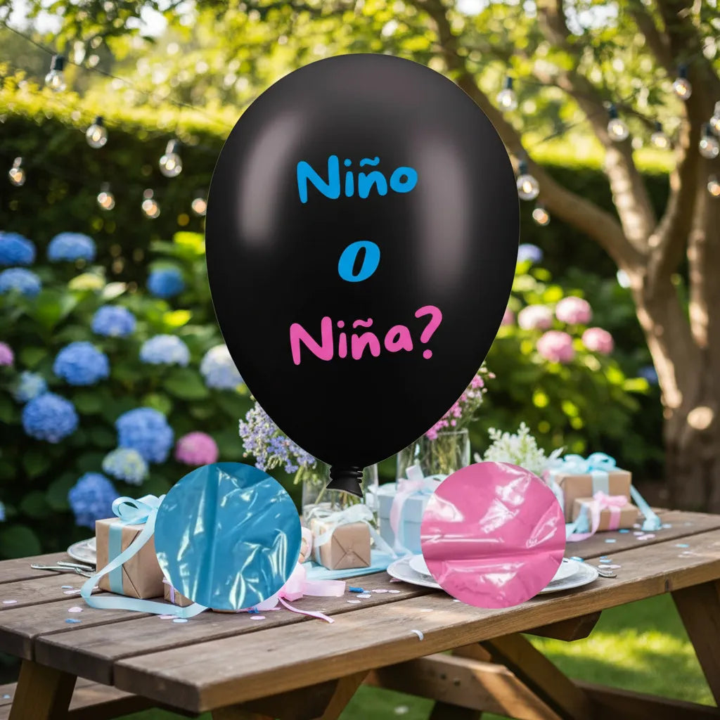 Globo Revelación De Genero + Polvo Baby Shower  Negro