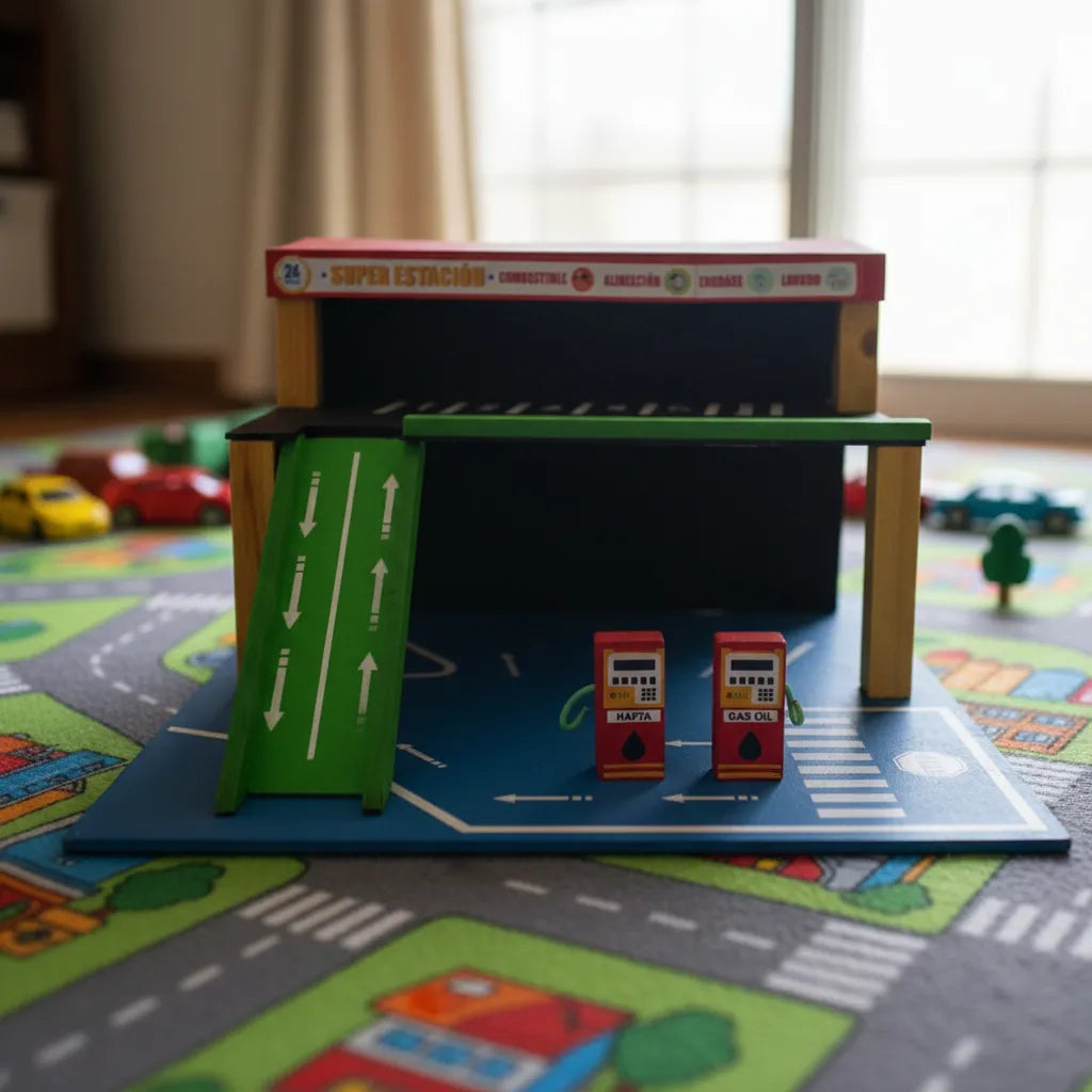 Pista Autos Estacion De Servicio Madera 2 Niveles