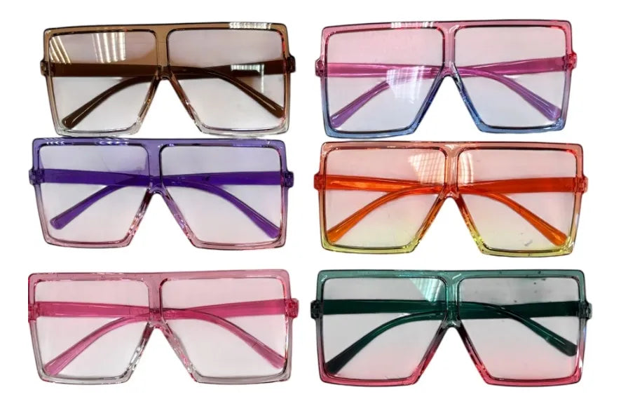 Lentes De Cotillon Cuadrados Grandes Transparentes