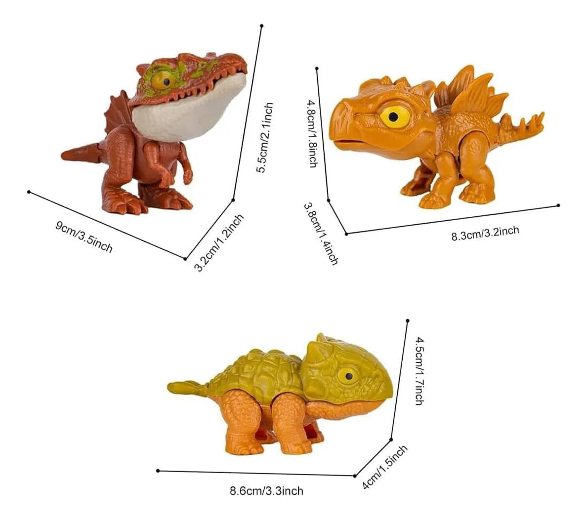 Muñecos Dinosaurios Muerde Dedos Pack X3 Surtidos