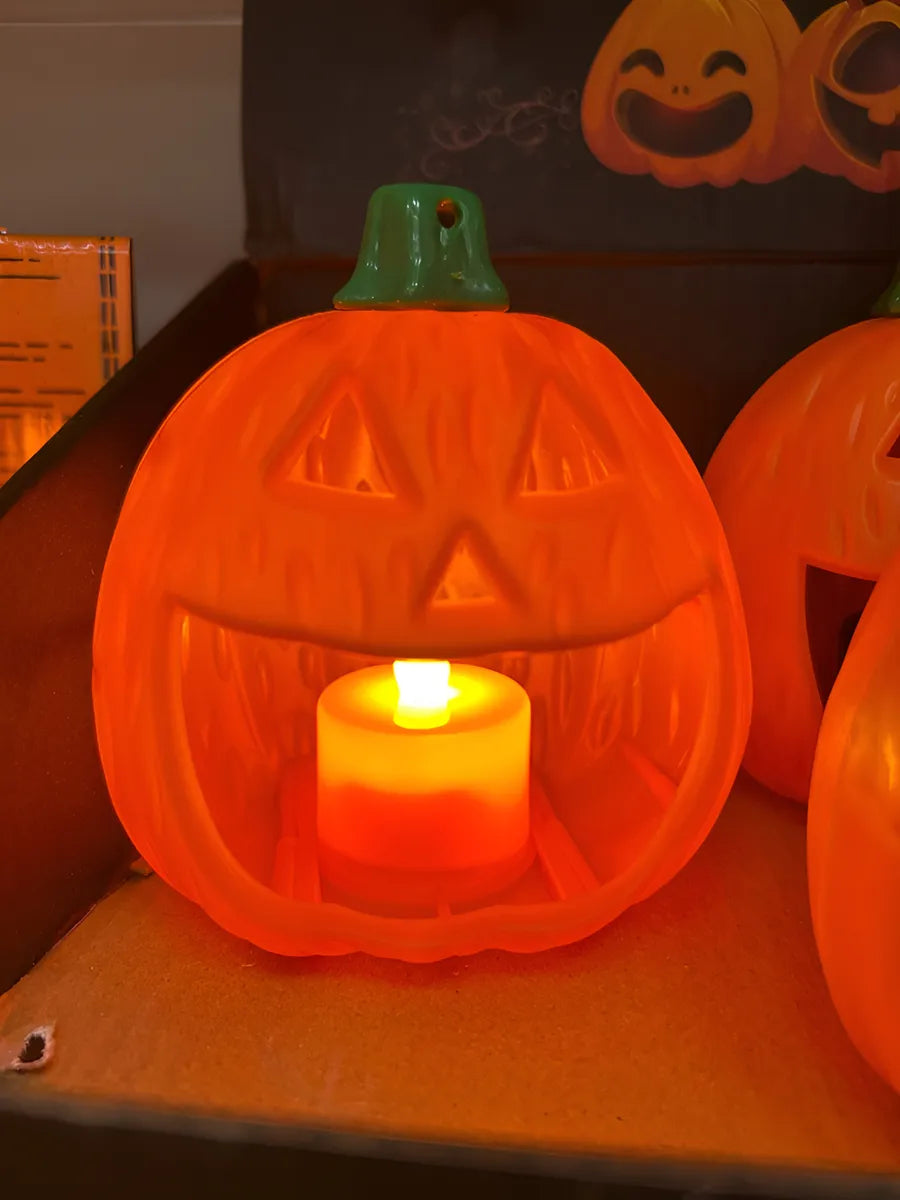 Veladora Led Calabaza De Halloween Con Tapa Verde