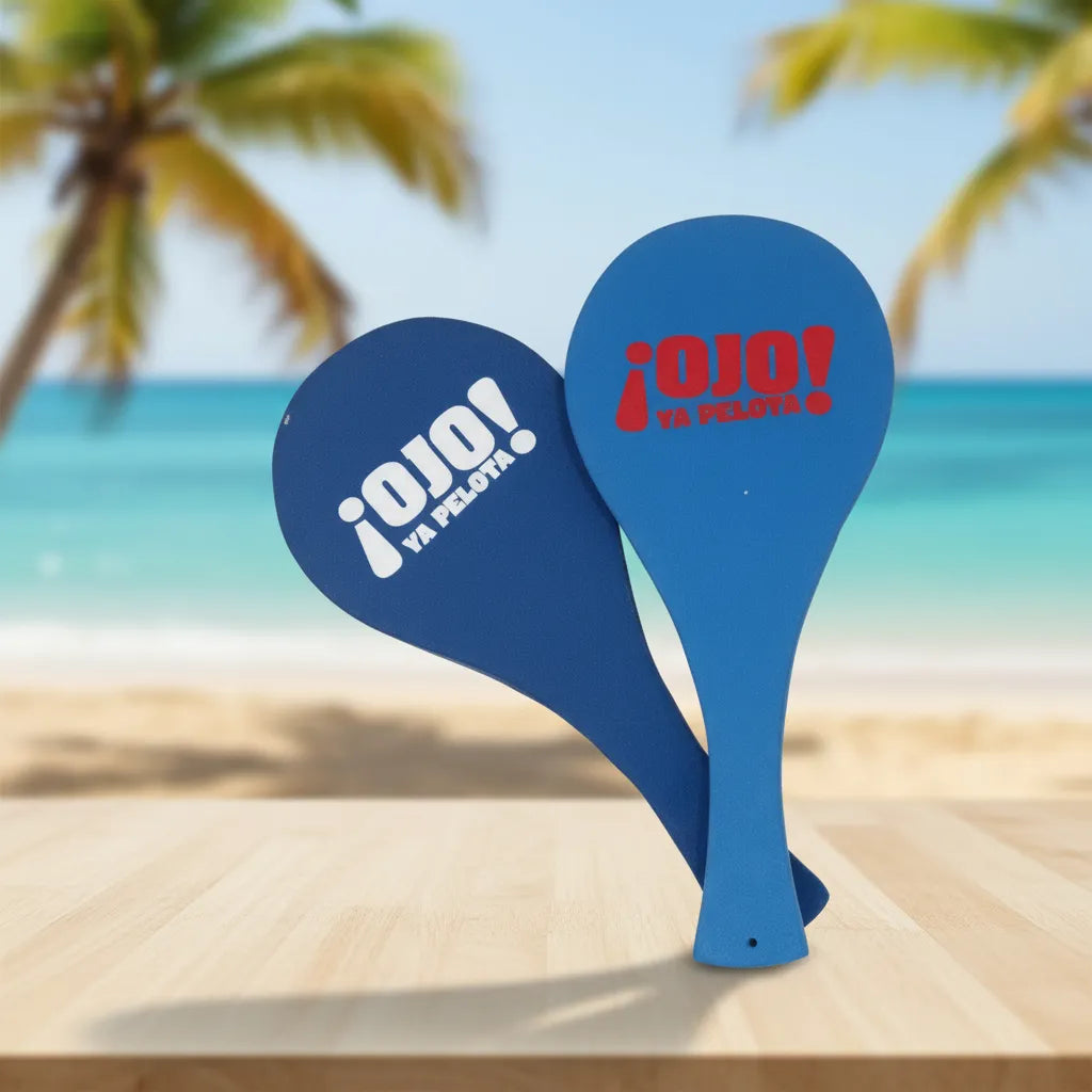 Paleta Sport Tipo Playera En Madera Con Pelota 42cm