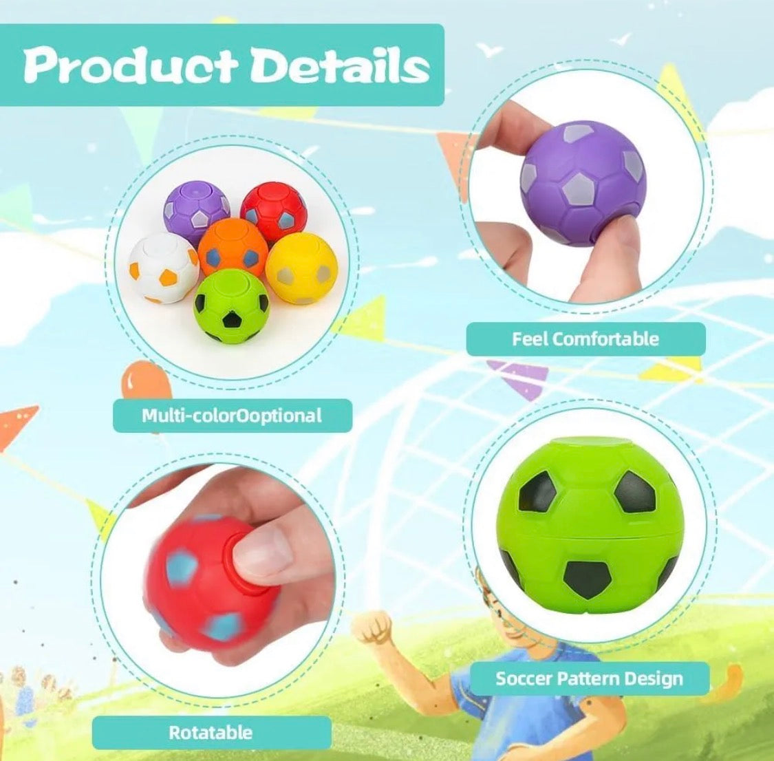 Spinner pelota de futbol pack x10 multicolor