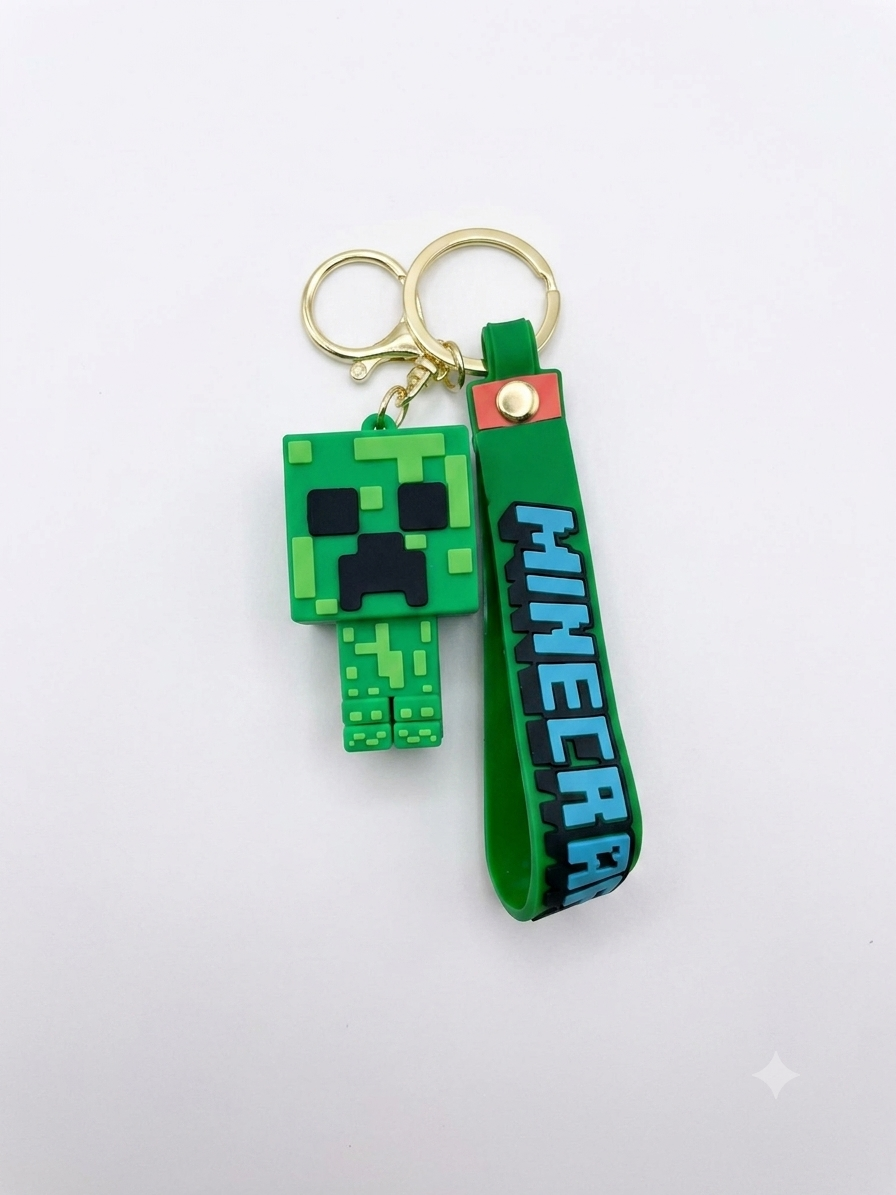 Llavero Minecraft Silicona Con Gancho Y Correa