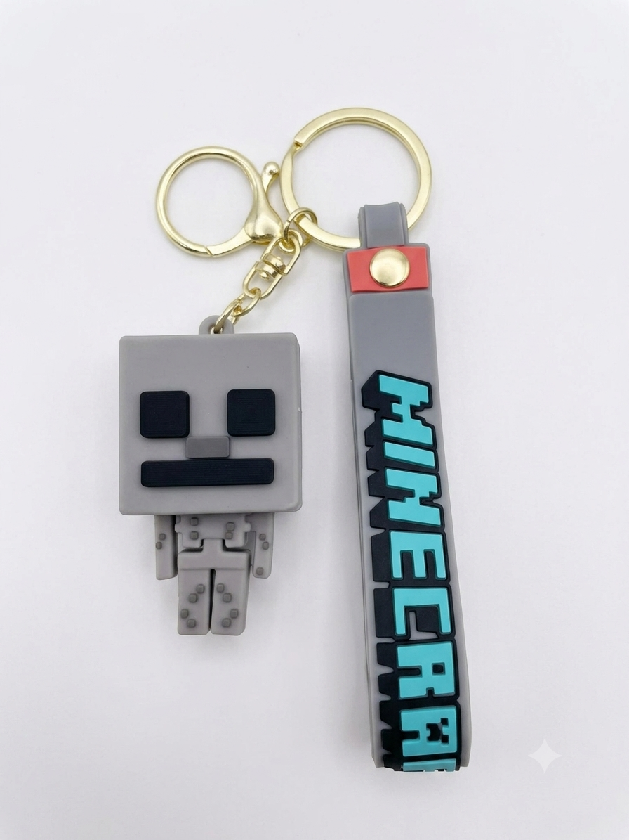 Llavero Minecraft Silicona Con Gancho Y Correa