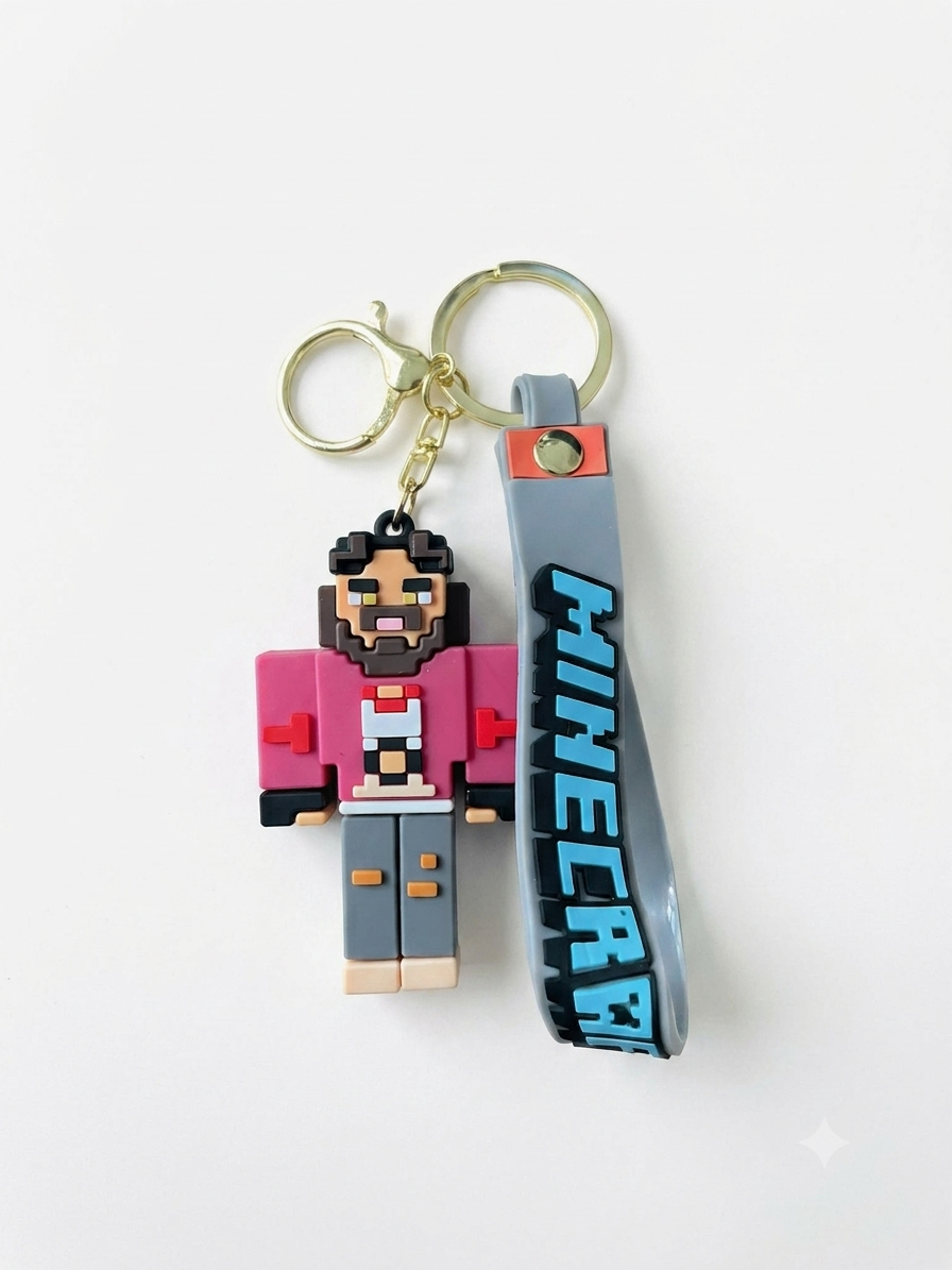 Llavero Minecraft Silicona Con Gancho Y Correa