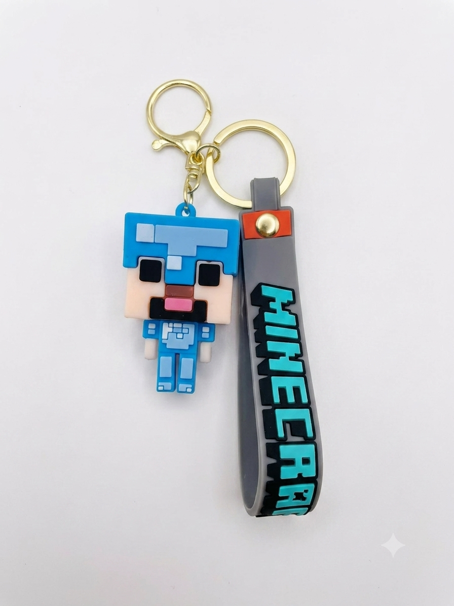 Llavero Minecraft Silicona Con Gancho Y Correa