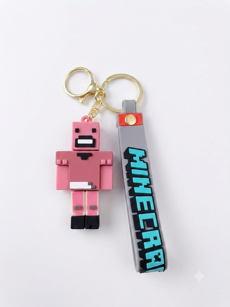 Llavero Minecraft Silicona Con Gancho Y Correa