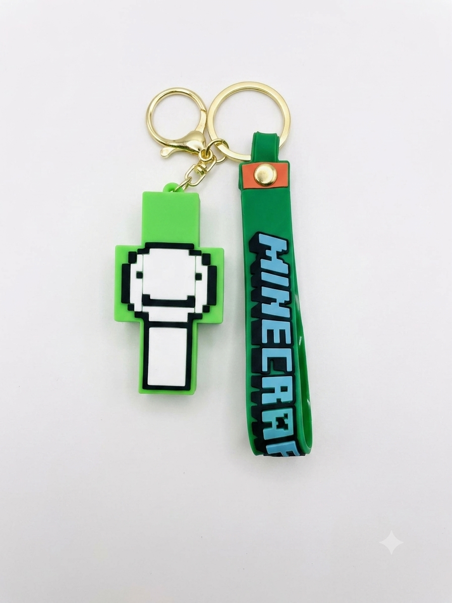 Llavero Minecraft Silicona Con Gancho Y Correa