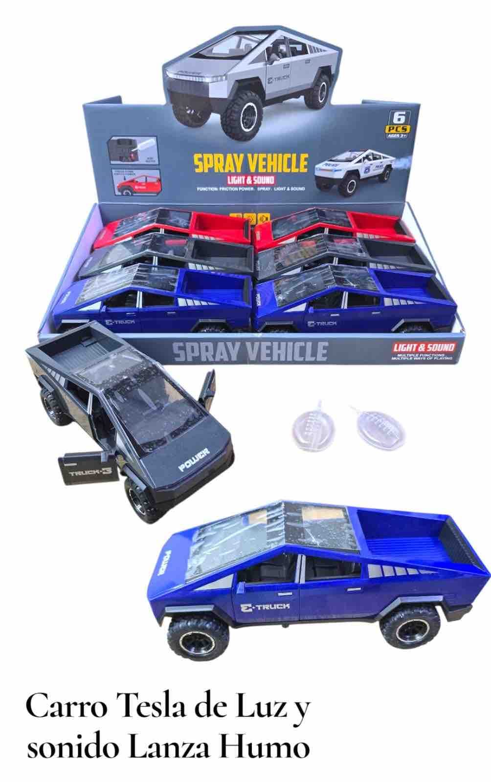 Auto Tesla Cybertruck Con Luz Lanza Humo