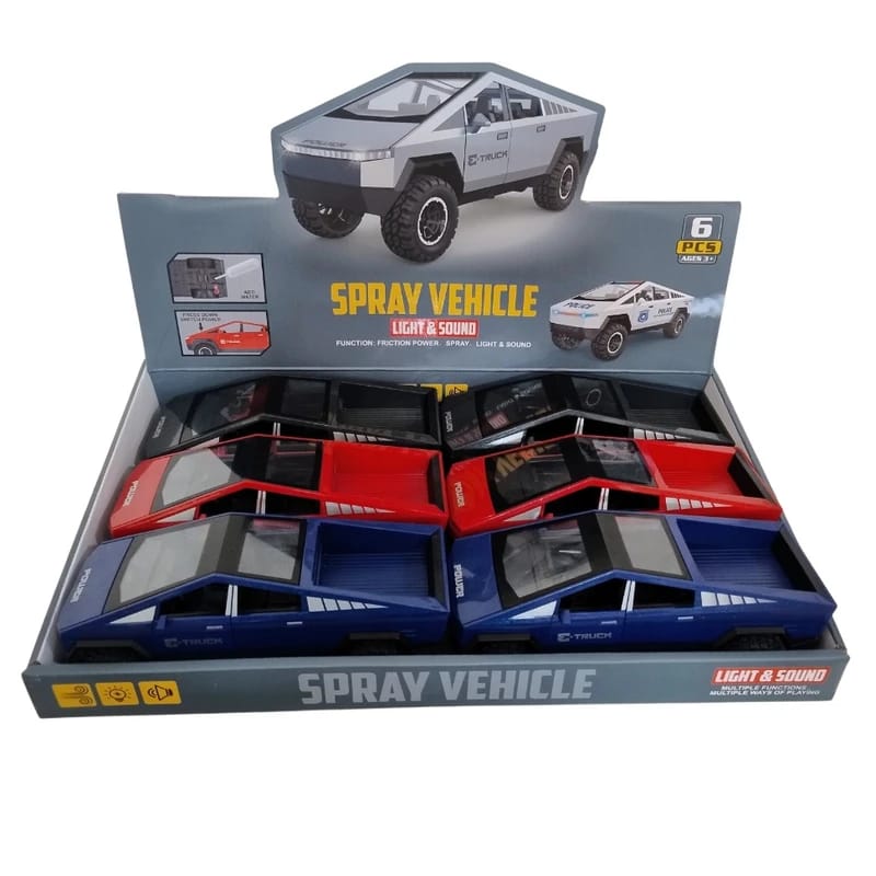 Auto Tesla Cybertruck Con Luz Lanza Humo