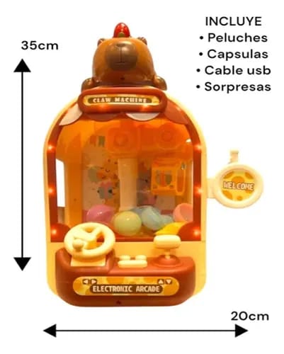 Máquina De Regalos Con Garra Capibara Luz Y Sonido