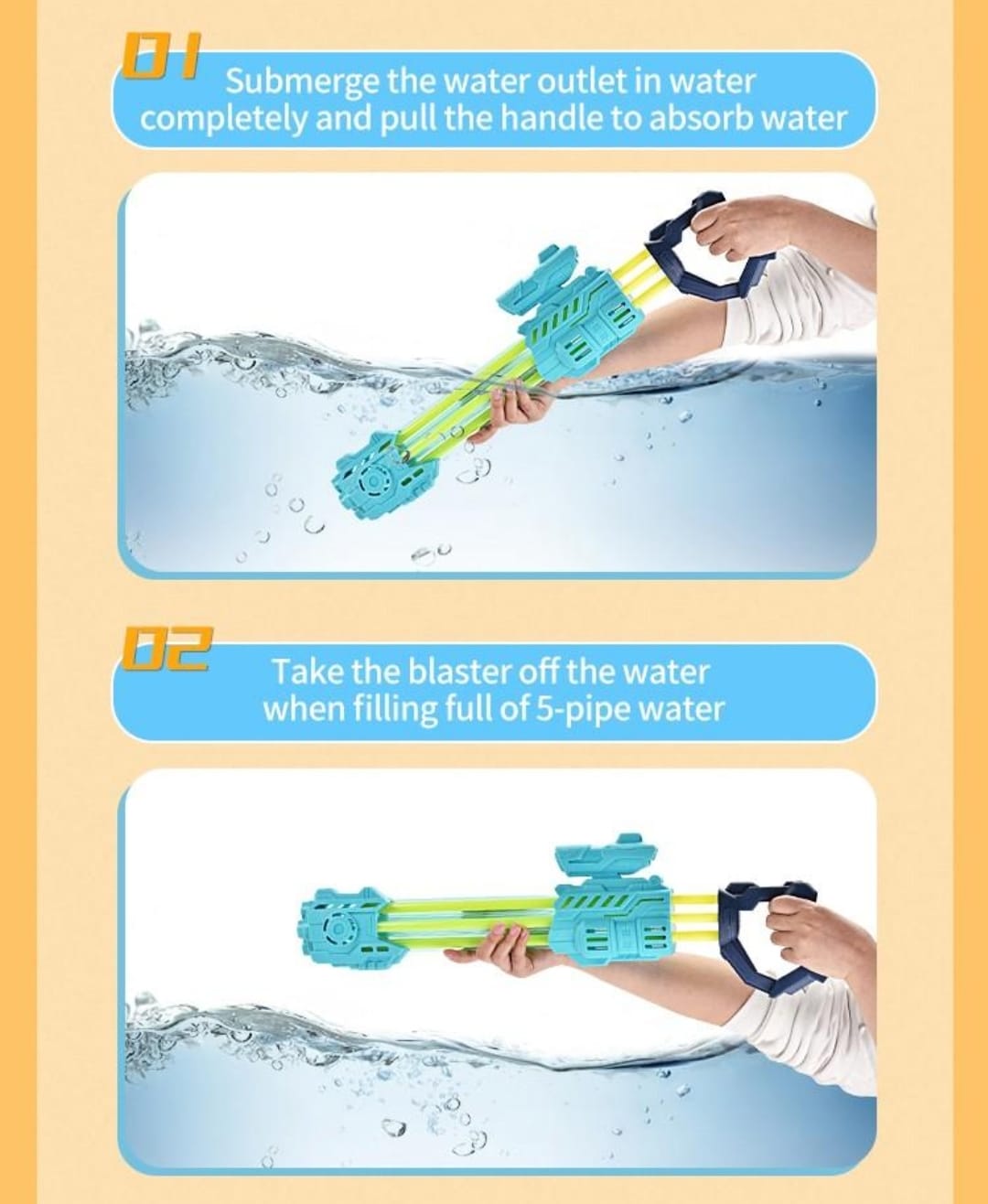Pistola Lanza Agua Por Succion 55cm Alcance De 5mt