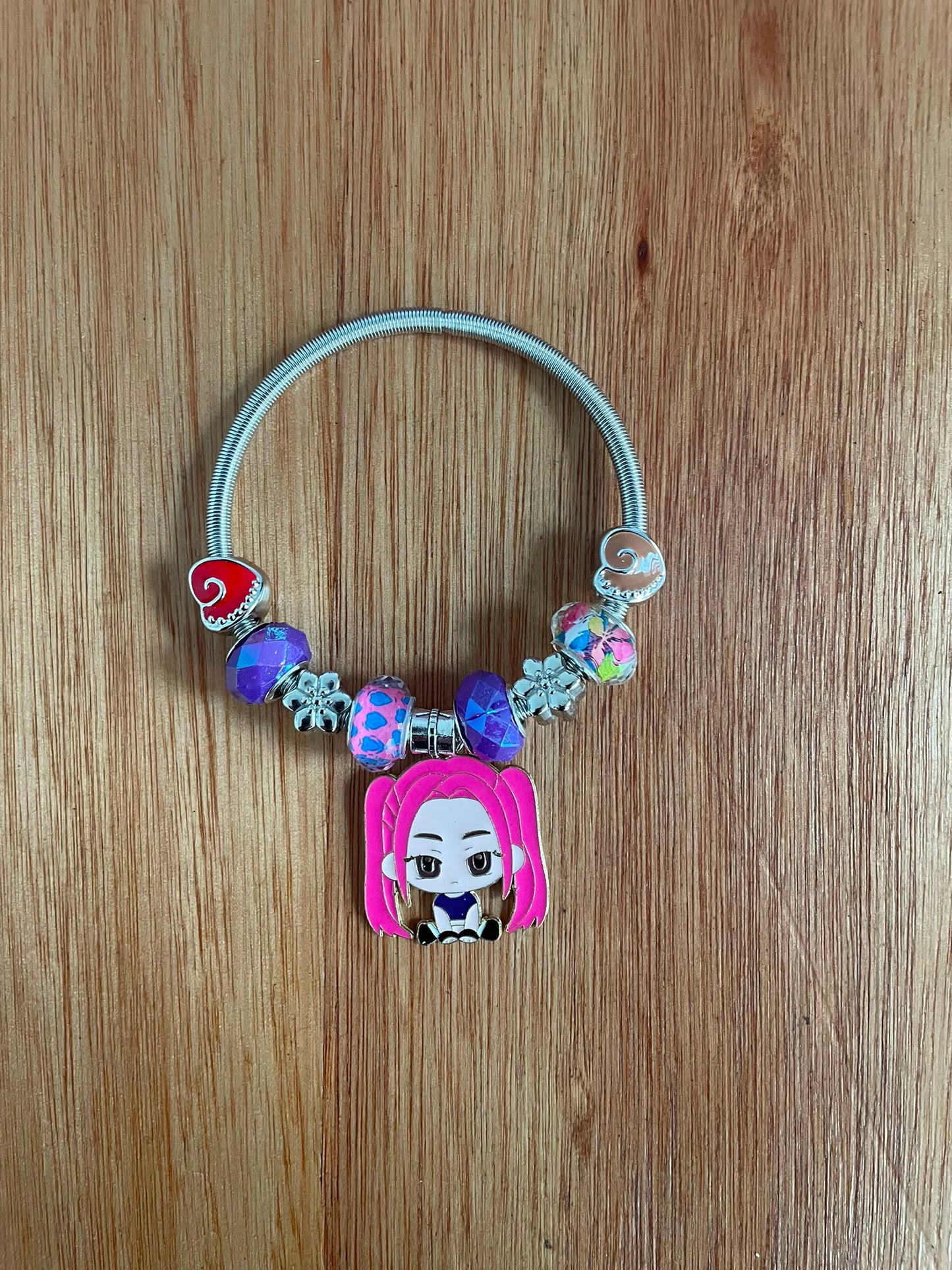 Pulsera Guerrera Kpop Con Dijes Infantil Pack X3