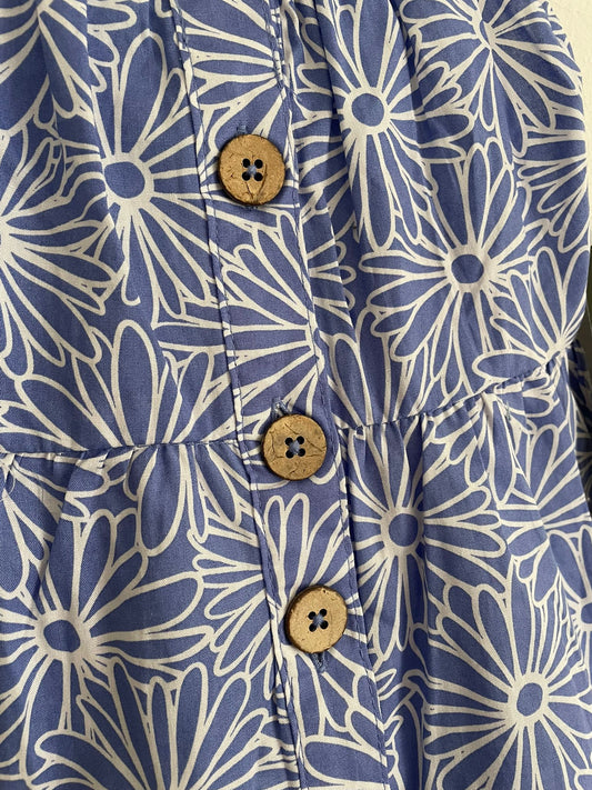 Vestido solera celeste con flores talle 2