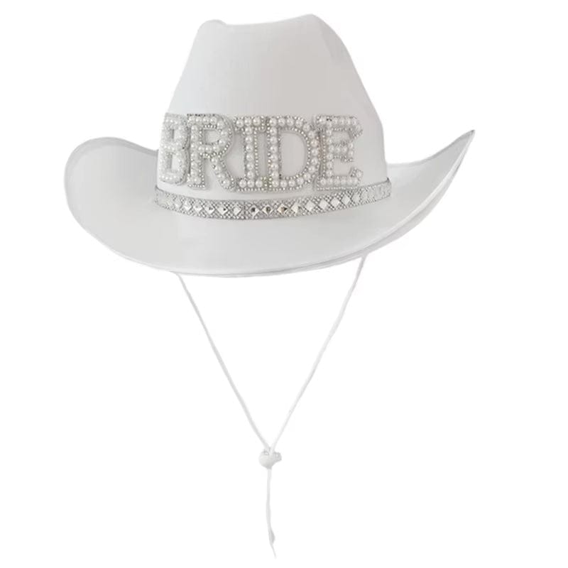 Sombrero Vaquero Bride Novia Con Perlas Cotillon