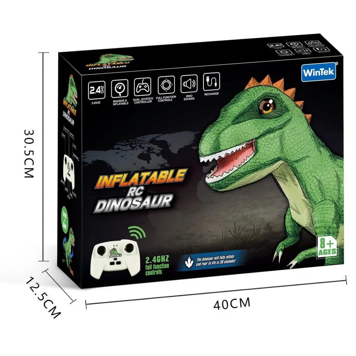 Dinosaurio Inflable Control Remoto 150cm Carga Usb