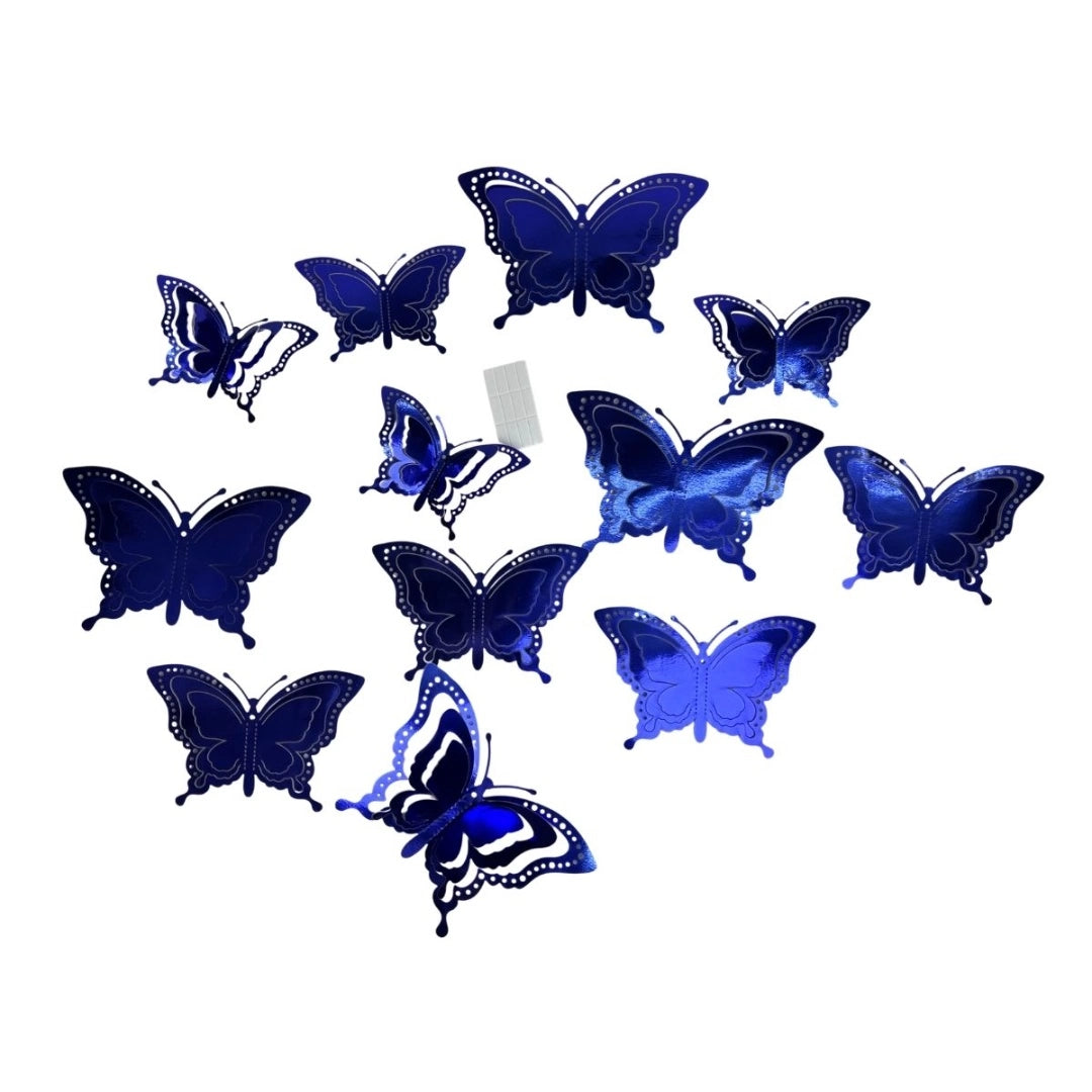 Set De 12 Mariposas 3d Decorativas Autoadhesivas