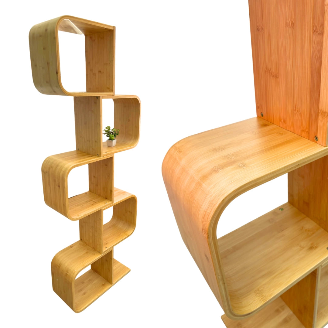 Estantería De Madera Bambu Curvo 5 Estantes 165cm