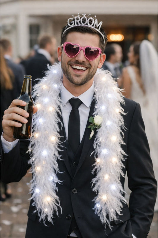 Boa De Plumas Blancas Con Luz Led 1.8 Mts