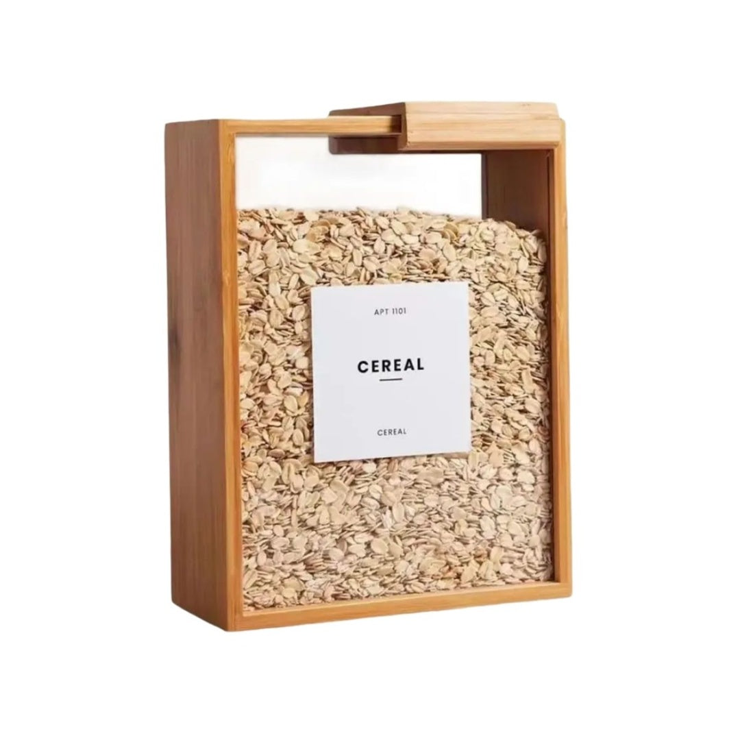 Contenedor De Cereales De Bambú con Tapa Deslizante