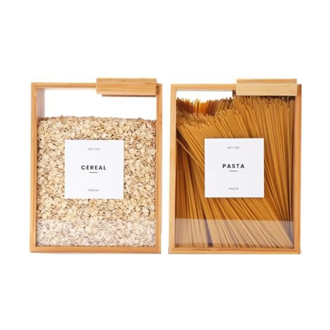 Contenedor De Cereales De Bambú con Tapa Deslizante